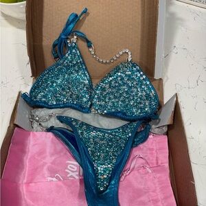 Sparkling Teal Sequin Bikini Set